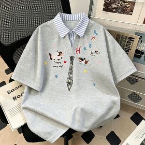 Layered Style Fashion Boys Polo Shirt Loose Fit