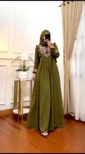 GAMIS BORDIR BUNGA TIMBUL BAHAN CRINKLE/GAMIS AZIZAH MEWAH TERBARU TERMURAH
