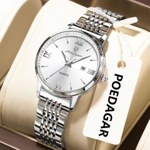 POEDAGAR Original Fashion Watch For Woman Waterproof Luminous Date Ladies Watch Stainless Steel Quartz Business Womens Watches