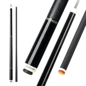 KONLLEN Ebony 2.0Series Carbon Fiber Pool Cue Stick Pro Taper Handmade Inlay Cue (Inlay Ring Carbon Technology Low Deflection Billiard Cue Stick Ebony Butt 12.5mm147cm)