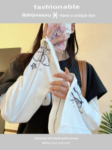 Sun Protection Ice Silk Sleeve Covers for Women Loose Driving Friendly Cuff Length Bike Riding Friendly Cute Yellow Sunflower Design