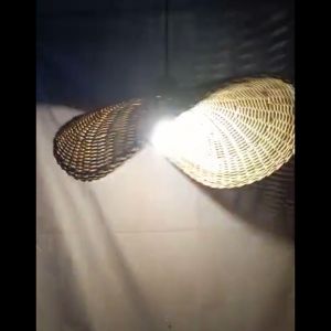 Kap Lampu Rotan Gantung Cafe Minimalis Modern Bahan Rotan Model Topi