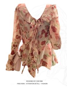 plus Size Floral Print French Vintage Shirt Womens Long Sleeve Elegant High-End Feel Top Summer Commute Loose Fit Shirt