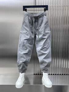 Summer Thin Outdoor Functional Mens Casual Pants Trendy Harlan Nine-Piece Drawstring Trousers Loose Fit Workwear Style