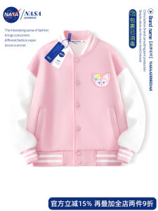 Spring Autumn Girls Baseball Jacket Pink Childrens Outerwear NASA Kids Clothing Casual Style Single Button Closure Coat