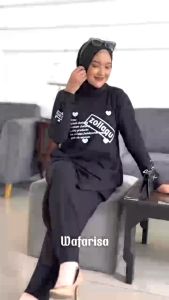 Tunik Wanita Lengan Panjang Oliv Tunic Bahan Kaos Katun Combed Baju Atasan Wanita Simple Terbaru 2024 Oversize Kekinian