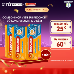Bộ 4 Viên sủi bổ sung Vitamin C D và Kẽm Redoxon Triple Action 10 viên