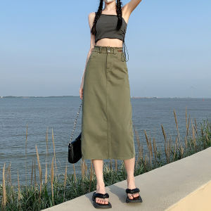 กระโปรงยีนส์ทรงเอเอวสูง ทรงเข้ารูป กระโปรงยาวคลุมเข่า ดีไซน์ใหม่ ฤดูใบไม้ผลิและฤดูใบไม้ร่วง สำหรับผู้หญิง