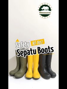 Safety Boot Sepatu Boots Pria Industri Kepala Alas Besi Sepatu Berwarna Bahan Pvc Sepatu Boots Elastis Anti Air Sepatu KF-807