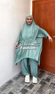 ABAYA ZALINA ONESET MUSLIMAH SETELAN GAMIS MUSLIM DAN KERUDUNG SYARI MODEREN