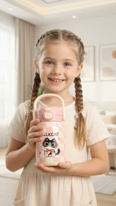 ROSTA 520ML Cartoon Water Bottle Thermal Cup Double Drinking Mouth Suitable For Adults And Kids