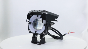 Motorcycle LED modified spotlight with adjustable color ring and free switch. Features include blue green pink white and yellow light options.