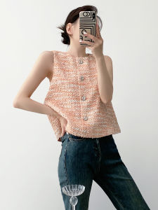 French Style Sleeveless Little Fragrant Style Miu-style Outerwear Vest