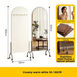 Movable Floor Full-Length Mirror With Hanging Rack