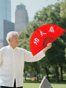 Martial Arts Fan for Adult Chinese Dance Performance Red Bamboo Folding