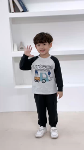 Bộ quần áo dài tay thu đông cho bé trai thun cotton phong cách hàn quốc 1 đến 7 tuổi H0725B70