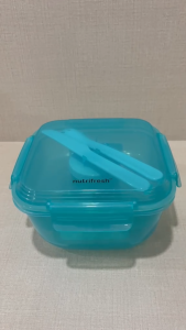 [BRAND NEW] Nutrifresh Large Lunch Box with Cutlery 19x19x11cm BPA Free Microwave Safe Airtight Salad Container
