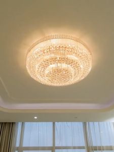 Luxury Gold Circular Living Room Light: AC220V LED Crystal Light