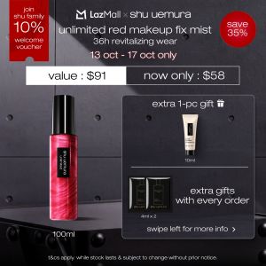 [10.10 extended exclusive | 13 - 17 oct only] shu uemura unlimited red setting spray | 36h revitalizing makeup fix mist | long wear hydrating spray 100ml