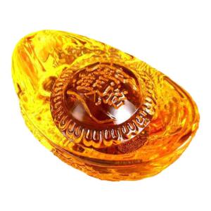 Solid Glass Yellow Crystal Golden Yuanbao Home Decoration New Chinese Style Living Room Tabletop Ornament Business Opening