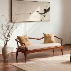 New Chinese Style Zen Black Walnut Feng Shui Sofa Bed for Living Room Vacation Home Hotel Villa Office High End Furniture