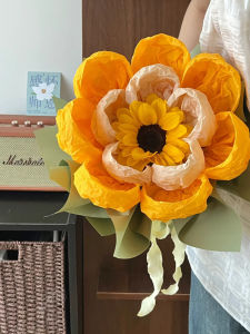 MUSISS Snow Nana Handfolded Petal Crumpled Sunflower Flower Art DIY Handcraft Packaging Paper for Flower Shop Materials