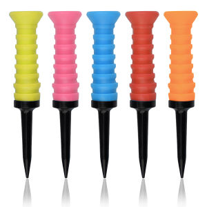 5pcs 360° Flexible Rubber Golf Tees 3.27in/83mm Durable Low Friction Vibrant Multicolor - Ideal for Everyday Golfers