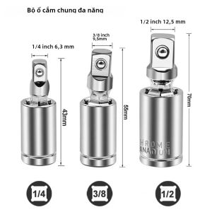 Đa Năng Khớp Xoay Ổ Cắm Adapter 1/4 3/8 1/2 Inch Ổ Chrome Vanadium Thép Chữ U Ổ Chuyển Đổi Sửa Chữa Ô Tô Tự Động Dụng Cụ