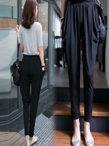 Summer plus Size Womens Harlan Pants Nine-Foot Loose Fit Casual Trousers High Waist Slimming Black Versatile Extra Large Size