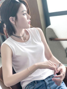 Womens Summer 2025 New White Loose Cotton Camisole Tank Top Korean Style Versatile Outerwear Innerwear Base Layer