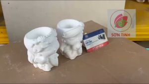 Tượng tô màu LỌ BÚT Công chúa đại dương - Trồng Sen Đá tô tượng thạch cao (Không kèm màu) tượng trắng decor