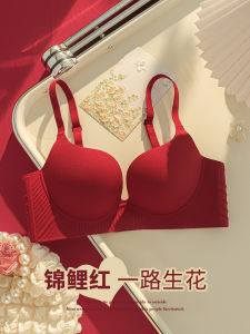 Red Underwear Panties Set Wedding Bride Birth Year Female Dragon Small Chest Gathered Big Fall and Winter Extra Thick Bra