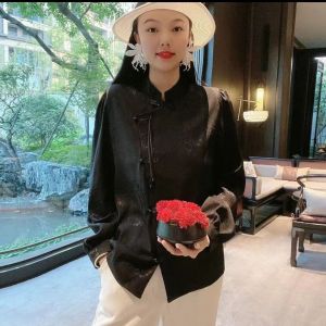 Áo Sơ Mi Dài Tay Cổ Đứng Lót Lông Cừu Phong Cách Trung Hoa Cổ Điển Dành Cho Nữ Áo Sơ Mi Cổ Đứng Kiểu Trung Hoa Phong Cách Đường Áo Sơ Mi Dài Tay