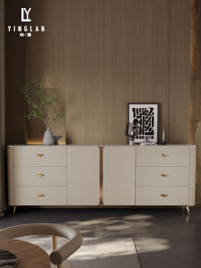 Luxury Entrance Hallway Rock Panel Sofa Living Room Storage Decorative Cabinet Horse Saddle Leather Sideboard Furniture