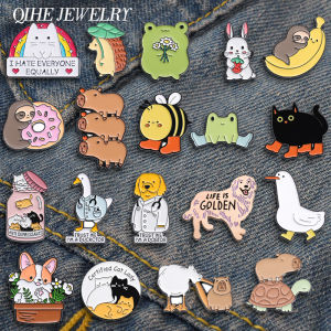 Cute Animal Series Brooch Enamel Pins Cartoon Kawaii Capybara Cat Animal Doctor Dog Brooches Backpack Lapel Badge Jewelry Gift