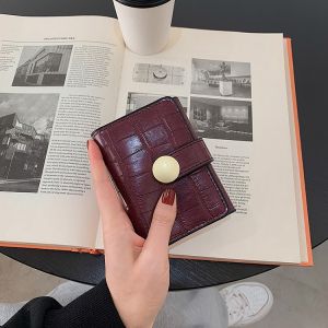 Fashionable Retro Folding Wallet for Women Short Style Multi-Card Slot Compact Design Korean Style PU Leather Wallet