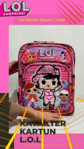Tas Ransel Sekolah Sequin / Usap Anak Perempuan SD Karakter L.O.L