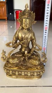 Tượng kim cang tát đỏa bằng đồng mật tông cao 30cm rộng đế 21x11cm nặng 2kg Tượng mật tông