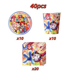 Potdemiel | Amazing Tableware Birthday Party Decoration Digitaled Circus Balloon Banner Cake Topper Party Supplies Baby Shower decor Gifts