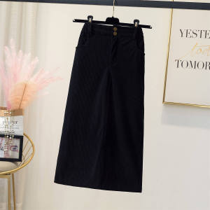 Fashionable French High Class A-line High Waist Cling Pencil Skirt Corduroy