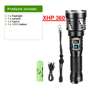 XHP360 Most Powerful LED Flashlight USB Rechargeable Lamp 26650 Ultra Powerful Flashlight Tactical Lantern Camping Torch