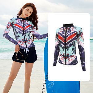 Bộ Đồ Lặn Tay Dài Có Khóa Kéo Hình Sứa Cho Nữ Quần Áo Lướt Sóng Quần Áo Mặc Trong Nước Nóng Áo Khoác Ngoài