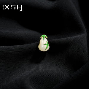 Elegant Gourd Shaped Womens Brooch Pin Traditional Chinese Hanfu Anti-Light Fixed Clasp Fashion Accessory Alloy Plated Silver Gold