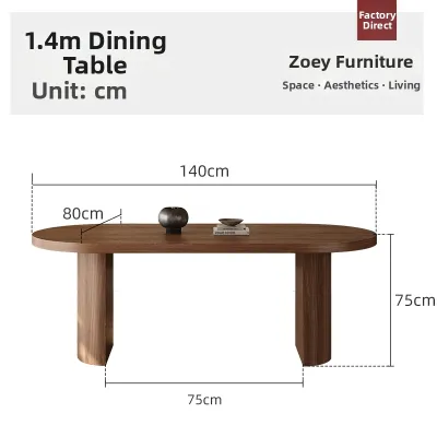 Elegant Vintage Oval Wooden Dining Table Set Walnut Color Small Apartment High-End Feeling No Assembly Required Furniture