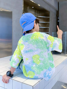 เสื้อยืดคอกลมแขนสั้นผ้าฝ้ายแท้สำหรับเด็กชาย ฤดูร้อน 2025 ทรงหลวม สไตล์เกาหลี ระบายอากาศได้ดี ดูดซับเหงื่อได้ดี เสื้อผ้าเด็ก