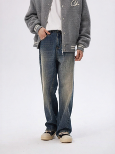 CHINISM | Distressed Washed Straight Leg Cotton Jeans for Men Spring New