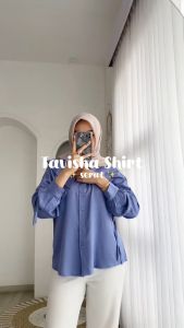 TAVISHA SHIRT FLOTTILICIOUS / Baju Atasan Kemeja Wanita Korean Style & Serut Tali Termurah Kancing Depan Busui Friendly