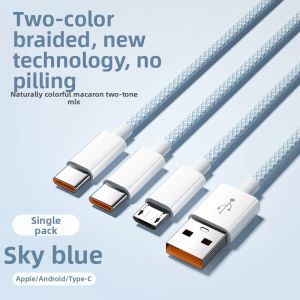 Aszune | Triple Super Fast Charger Cable for Android Huawei Mate70 Mobile Phone Car Use Multi-Head Universal 100W Data Line