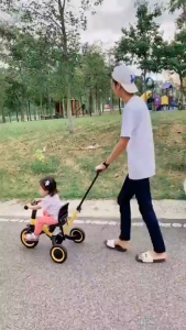 Beige Baby Walker 3-in-1 Design for 1-6 Years Kids bikes Kids tricycle 1-click folding Deformable