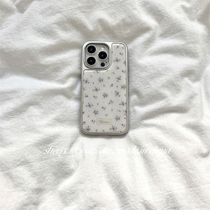 Sherry Ins Style Gentle White Purple Blue Small Floral Electroplated Silver Phone Case for Apple 16ProMax iPhone 15Pro Unique Girl Heart 14 Simple 13 Fresh Personality